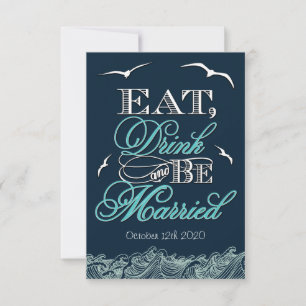 Carte RSVP Marine Blue & Aqua Nautical Wedding