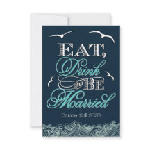 Carte RSVP Marine Blue & Aqua Nautical Wedding