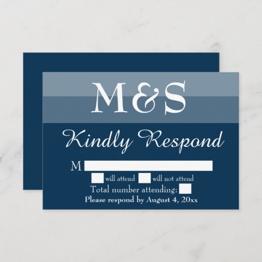 Carte RSVP Marine Blue Modern Wedding (Devant / Derrière)