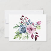 Carte RSVP Marine Blue Wine Floral Wedding (Dos)