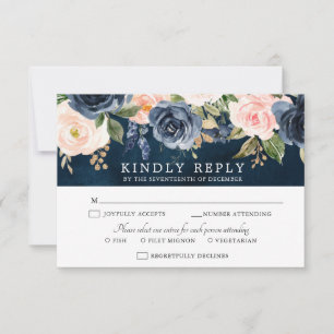 Carte RSVP Marine Blush Rose Boho Rose Rose Rose B