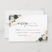 Carte RSVP Marine & Blush Rose Floral Wedding (Devant)