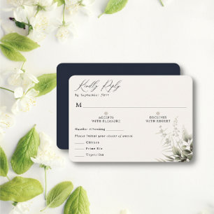 Carte RSVP Marine Botanique Simple Avec Repas