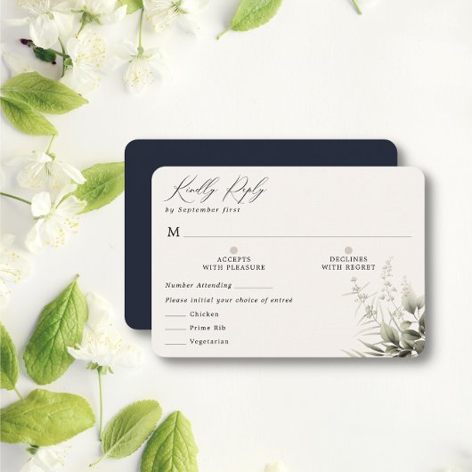Carte RSVP Marine Botanique Simple Avec Repas