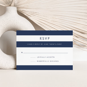 Carte RSVP marine et blanche