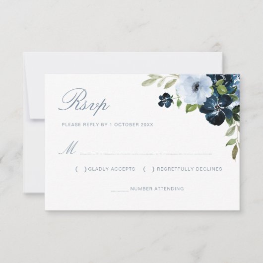 carte rsvp marine et bleu clair (Devant)