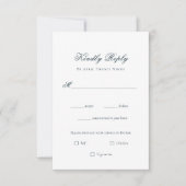 Carte RSVP marine et mariage blanc simple (Devant)