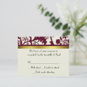Carte RSVP Maroon et damas blanc (Debout devant)