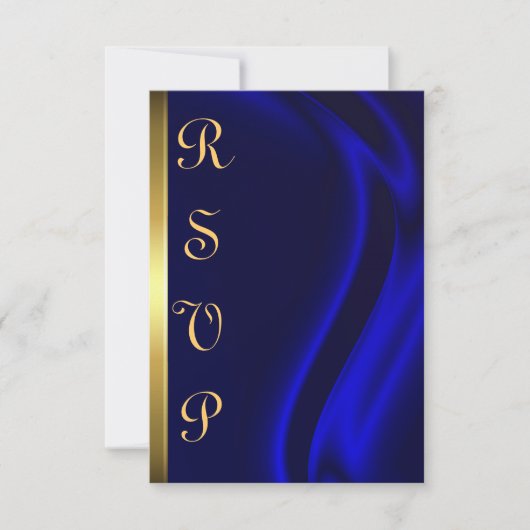Carte RSVP Marquis Blue Silk Gold (Devant)