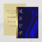 Carte RSVP Marquis Blue Silk Gold (Devant / Derrière)
