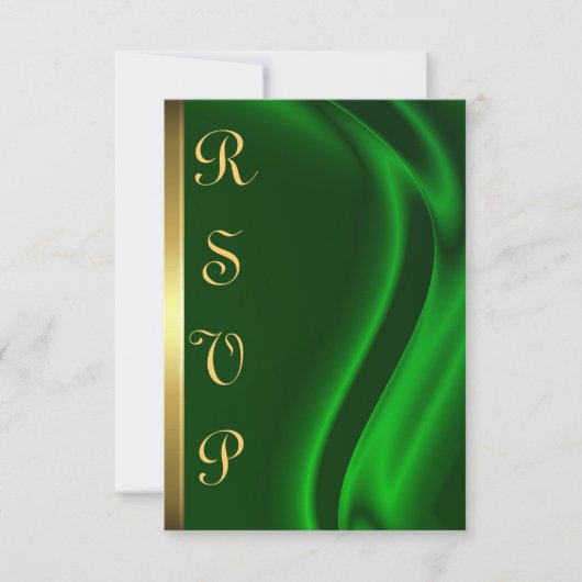 Carte RSVP Marquis Green Silk Gold (Devant)