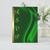 Carte RSVP Marquis Green Silk Gold (Debout devant)