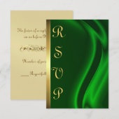 Carte RSVP Marquis Green Silk Gold (Devant / Derrière)