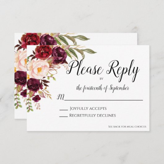 Carte RSVP Marsala (Devant / Derrière)