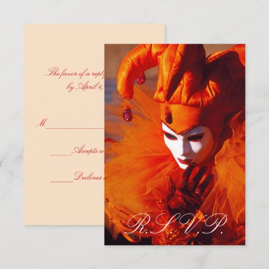 Carte RSVP Mask vénitienne (Devant / Derrière)