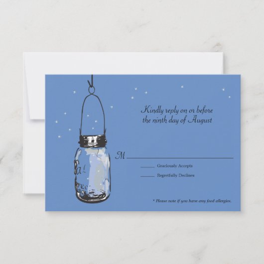 Carte RSVP Mason Jar et Fireflets (Devant)