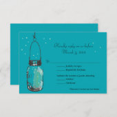 Carte RSVP Mason Jar et Fireflets (Devant / Derrière)
