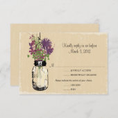 Carte RSVP Mason Jar et Fleurs sauvages (Devant / Derrière)