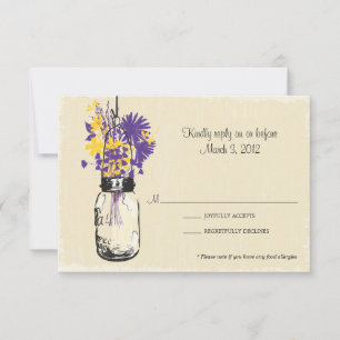 Carte RSVP Mason Jar et Fleurs sauvages