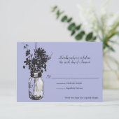 Carte RSVP Mason Jar et Fleurs sauvages (Debout devant)