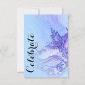 Carte RSVP Masquerade élégante bleu et violet (Devant)