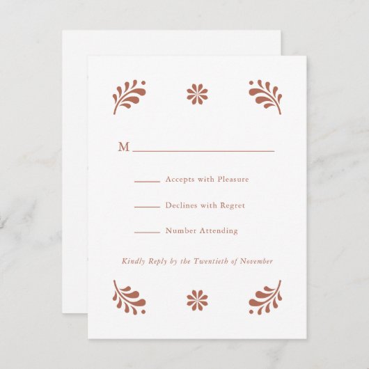 Carte RSVP mexicaine Terra Cotta (Devant / Derrière)