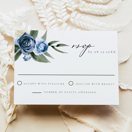 Carte RSVP MILENA Dusty Blue Floral Wedding