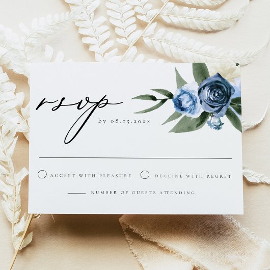 Carte RSVP MILENA Dusty Blue Floral Wedding