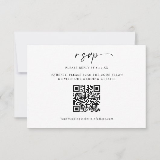 Carte RSVP minima moderne Mariage QR Code photo (Devant)