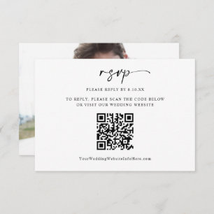 Carte RSVP minima moderne Mariage QR Code photo