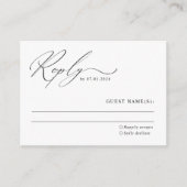 Carte RSVP minimal Élégant de mariage de script (Devant)