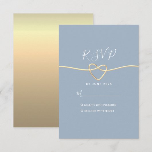 Carte RSVP minimal moderne Dusty Blue Wedding (Devant / Derrière)