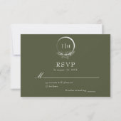 Carte RSVP minimal Olive Bohème Vert Mariage (Devant)