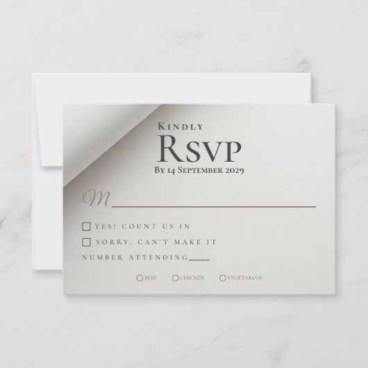 Carte RSVP minimal plié Shadow Modern Wedding (Devant)