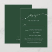 Carte RSVP minimale de mariage vert moderne (Devant / Derrière)