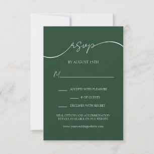 Carte RSVP minimale de mariage vert moderne