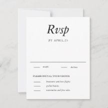 Carte RSVP minimale Elégante Mariage Blanc