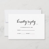 Carte RSVP minimale Noir Noir Mariage (Devant)