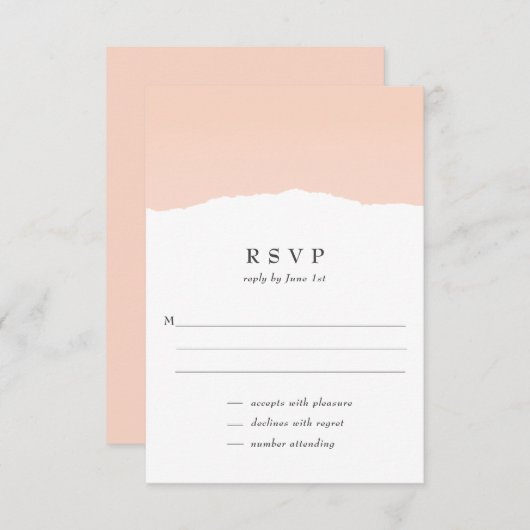 Carte RSVP minimaliste Classique Blush Wedding (Devant / Derrière)