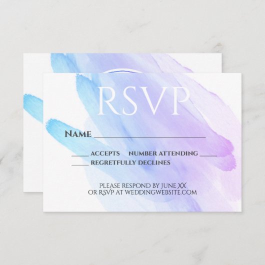 carte RSVP minimaliste couleur bleu violet (Devant / Derrière)