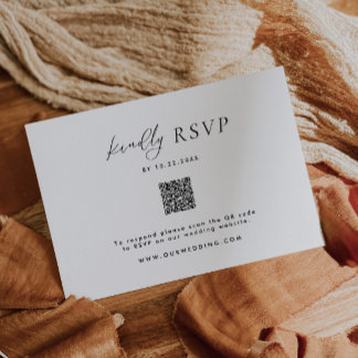 Carte RSVP minimaliste de code QR Mariage noir et
