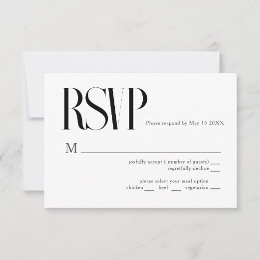 Carte RSVP minimaliste de mariage chic (Devant)