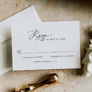 Carte RSVP minimaliste de mariage de script modern