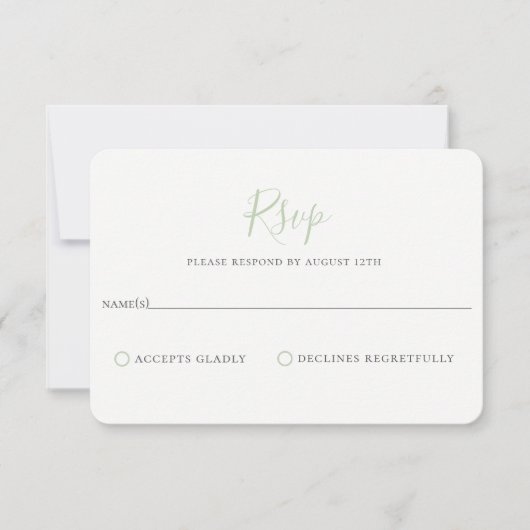 Carte RSVP minimaliste de mariage Dusty Sage (Devant)