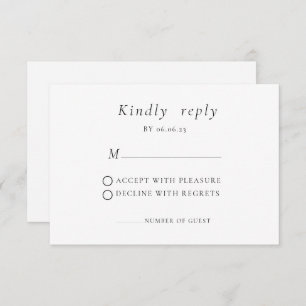 Carte RSVP minimaliste de mariage élégant