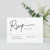 Carte RSVP minimaliste de mariage manuscrit manusc (Debout devant)