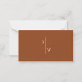 Carte RSVP minimaliste de mariage orange brûlé (Dos)