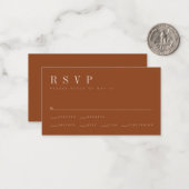 Carte RSVP minimaliste de mariage orange brûlé (Devant/Arrière en situation)