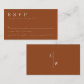 Carte RSVP minimaliste de mariage orange brûlé (Devant / Derrière)