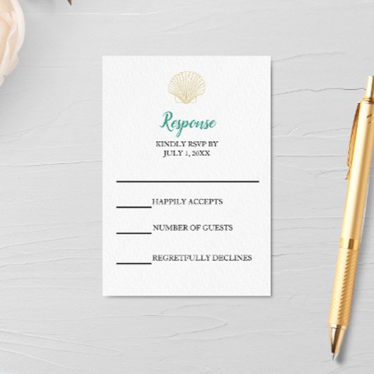 Carte RSVP minimaliste de mariage Seashell